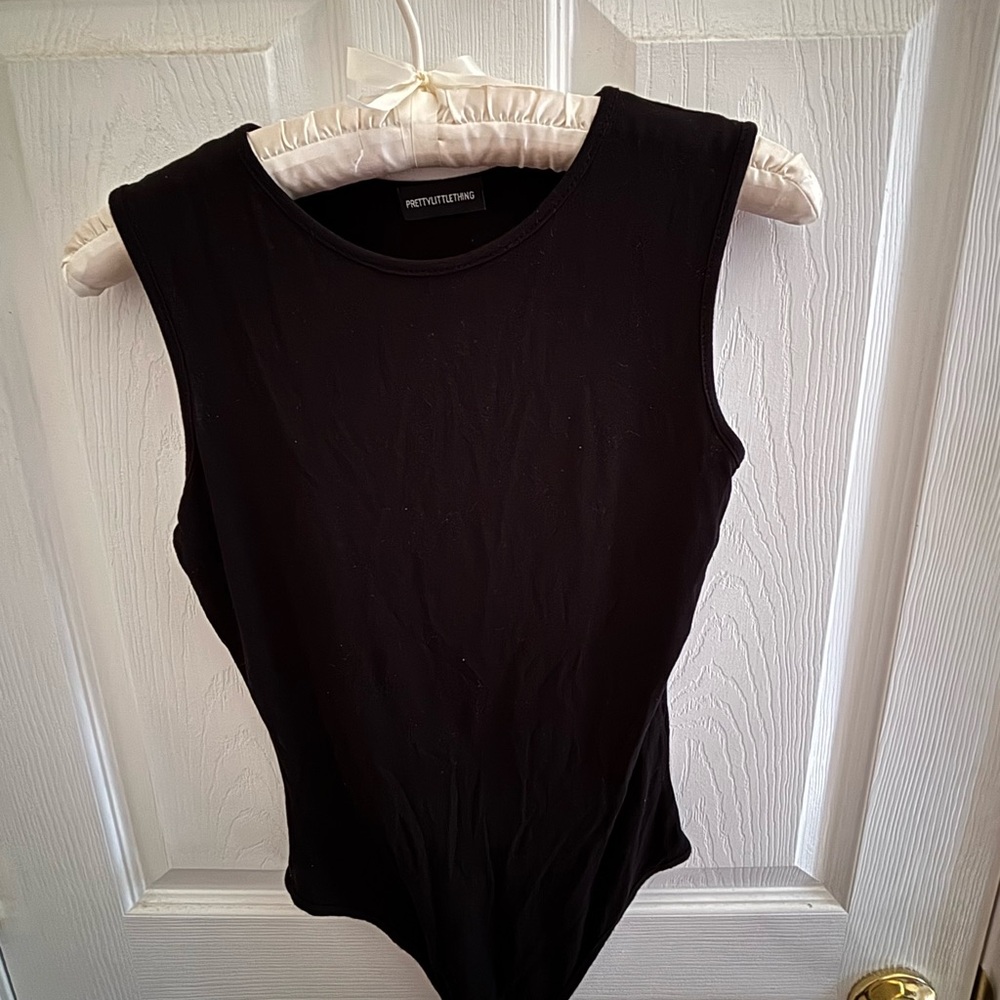 PrettyLittleThing Black Sleeveless Crew Neck Bodysuit